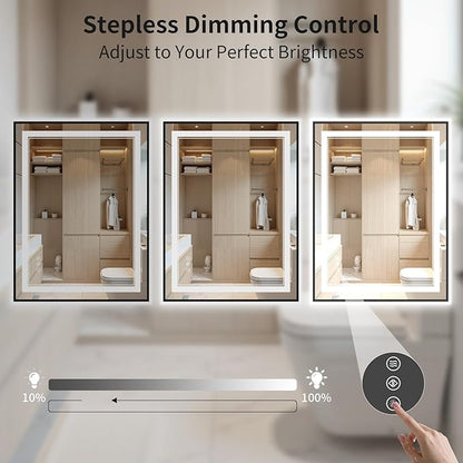 22"x30" LED Bathroom Mirror with Lights, Front & Backlit, Anti-Fog, Dimmable, 3 Color Temperature, CRI 90+, LED Mirror for Bathroom with Premium Full Aluminum Frame, Touch Control with Memory