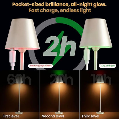 Timjorman RGB Palm-Sized Cordless Table Lamp, Rechargeable Touch Metal Bedside Lamp, 3 Brightness 3000K Warm Light, Small Table Lamp for Bedroom, Restaurant, Patio, Camping (Champagne Gold 1 Pack)