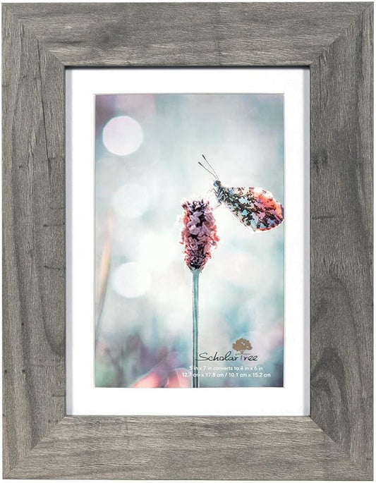 Grey 5x7 Picture Frame,Display 5x7 without Mat or 4x6 with Mat