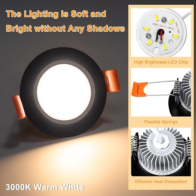 2 Inch LED Recessed Lighting, Dimmable Downlight 3W(35W Halogen Equivalent), CRI80, 4000K Natural White Ceiling Light with LED Driver(10 Pack)