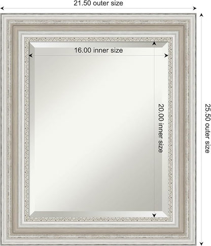 Amanti Art Silver Bathroom Mirror for Over Sink, 26x22 Parlor Silver Rectangle Vanity Mirror, Small Traditional Frame, Hangs Horizonally and Vertically, Bathroom Wall Decor, Beveled Edge
