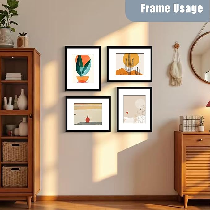 BESCRCL 12x16 Picture Frame Black Set of 6, Diamond Art Painting Frames Display Photo 8.5x11 or 12 x 16 without Mat, Wall Hanging Frame with Plexiglass