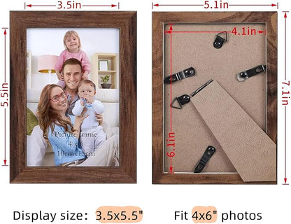 Giftgarden 4x6 Picture Frame Brown Set of 12, Multi Rustic Walnut Wood-Color 4 by 6 Photo Frames Bulk for Wall or Tabletop Display