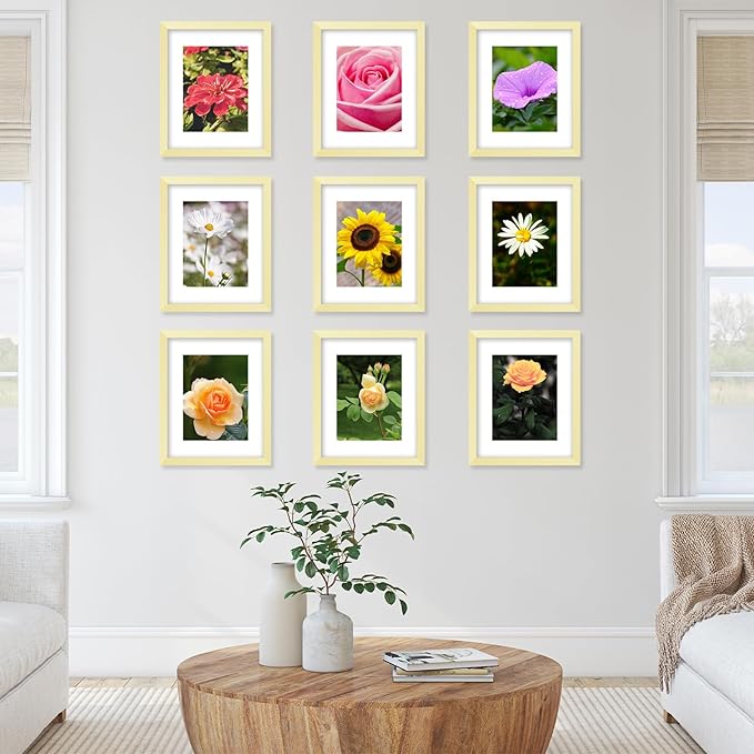 JCJMY 12 Packs 8.5 by 11 Picture Frames, Display 6x8 with Mat or 8.5x11 Without, for Award Certificate Diploma Document, 8.5 x 11 Frames Bulk Set of 12 Photo Frames Set for Wall and Tabletop, Gold