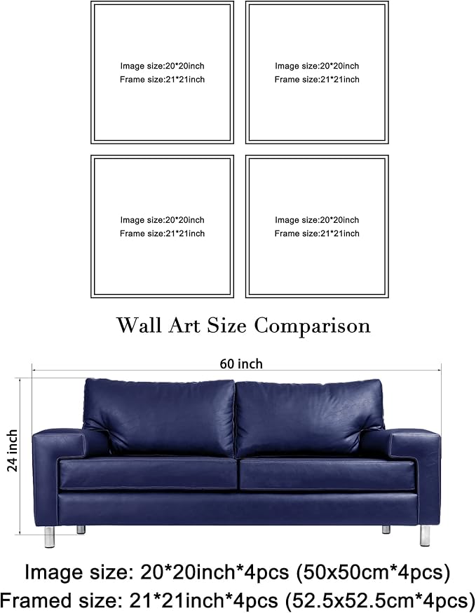 Wieco Art Large Framed Wall Art 4 Panels Contemporary Star Sky Pictures Astronomy Modern Canvas Prints Space Pictures Universal Magic Power for Home Office Bedroom Decorations