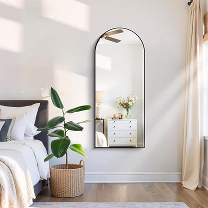 CIRCUMI Arched Wall Mirror, 20"x48" Black Arched Mirror with Tempered Glass, Metal Frame, Large Size for Bathroom, Living Room,Entryway,Over Sink, Arch Mirror for Decor,Shatterproof&Crystal-Clear