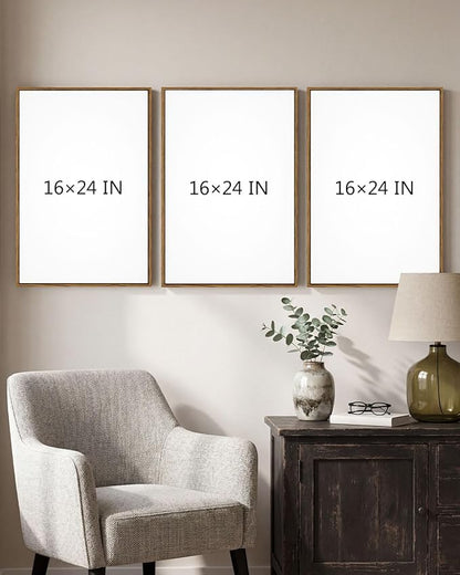 Modern Abstract Wall Art Set of 3 Black Gold Neutral Triptych Canvas Painting, Textured Hand Applied Paint Contemporary Framed Artwork 16x24, Minimalist Gallery Living Room Bedroom Office Decor