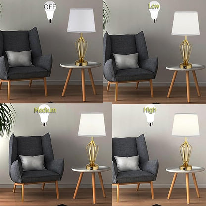 Touch Table Lamps Set of 2, nightstand lamp with USB Ports Bedside 3 Way Touch dimmer Desk lamp for Living Room Bedroom,Gold Plated Spiral cage Base Design Warm White dimmer Bulbs Included.