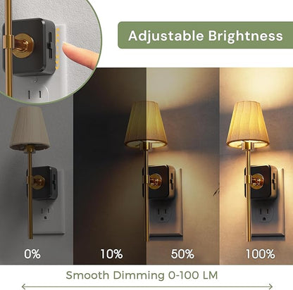 L LOHAS LED Night Lights Plug into Wall, 2 Pack Pleated Fabric Cover Night Light, Dusk to Dawn Sensor Vintage Nightlight, 0-100LM Dimmable, for Bedroom Living Room Hallway