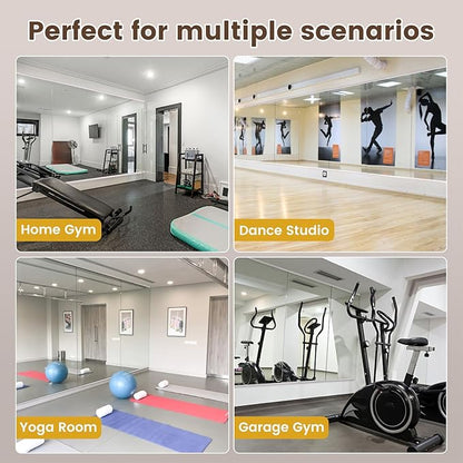 LOAAO Home Gym Mirror, 67"x24"-2 PCS Gym Mirrors for Wall, Frameless, Tempered Glass, Large Workout Mirrors for Home Gym, Dance Studio, Yoga Room, Garage Gym