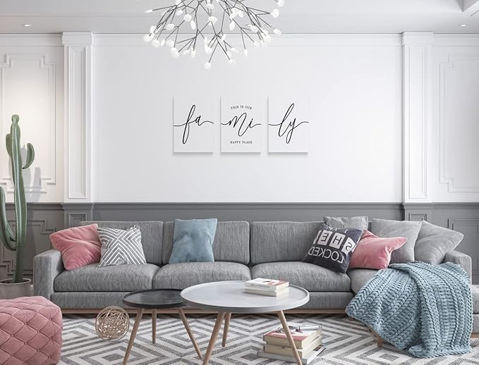 GUBIYU Family Wall Decor Home,Love Art Set of 3 Dining Room Modern Bedroom Decor, Living Signs for Home Office Hanging 12''x16'', Black and White 006