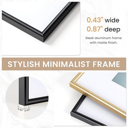 Black Metal Picture Frame 12x12, Square 12 x 12 Picture Frames Set of 3, 12 by 12 Photo Frame Aluminum with Real Glass, Matted to 10x10, Black Wall Gallery Picture Frame 12x12 for Home Decor