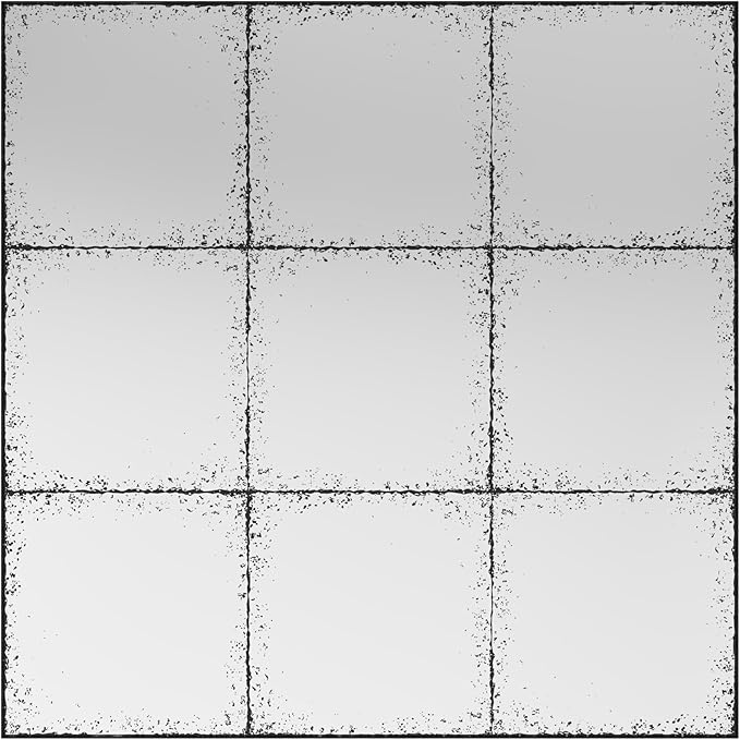 whitebeach Window Pane Black Mirror,Farmhouse Wall Mirror,Mantel Mirror for Fireplace/Entryway/Hallway/Living Room,36"X 36"
