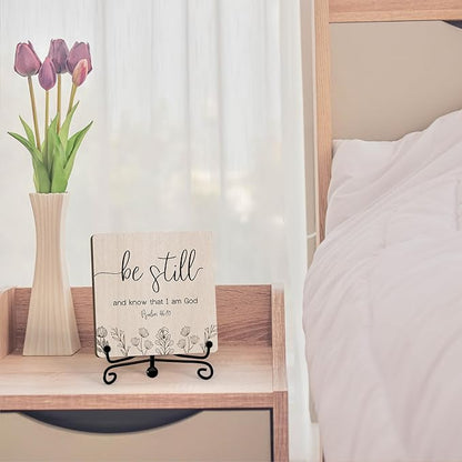 Home Decor, Farmhouse Be Still And Know That I Am God Shelf Decor For Living Room, Christian Gifts For Women Men, Entryway Tv Stand Fireplace Mantle Coffee Table Decoration (Still-15)