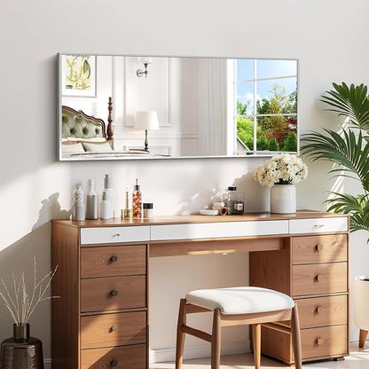 COFENY Silver Bathroom Mirror for Wall, 20x48 Inch Rectangle Mirror with Metal Frame, Modern Vanity Mirrors for Bathroom Living Room, Entryway Hangs Horizontal or Vertical