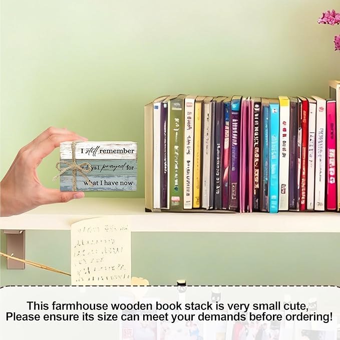 Decorative Books for Home Decor, Wood Book Stack for Table Decor, I Still Remember The Days I Prayed Decoration Books for Living Room Bookshelf Office, Farmhouse Stacked Books Decoration (L83)