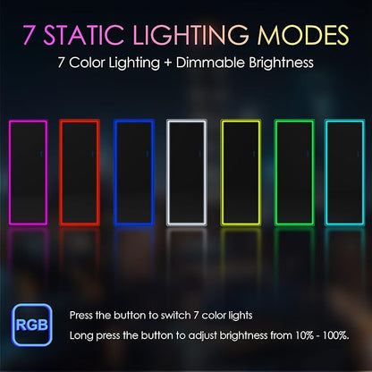 LVSOMT 63 X 22 Full Length Mirror with Lights, Large Wall Mirror Full Length, RGB Led Mirror Full Length with Remote Control, Full Body Mirror for Bedroom Living Room Cloakroom, Black