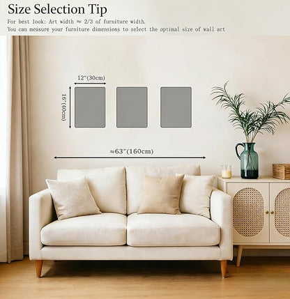 Bwodke Boho Wall Art, Framed Abstract Wall Art, Green Botanical Neutral Canvas Wall Decor, Large Mid Century Plant Pictures Set of 3, Modern Minimalist Paintings, for Bedroom Living Room Bathroom