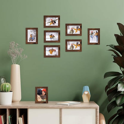 Giftgarden 3.5x5 Picture Frame Brown 12 Pack, Rustic Walnut 3.5 x 5 Photo Frames Bulk for Desktop Display or Wall Mount