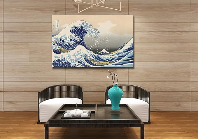 dgbtcart The Great Wave off Kanagawa by Hokusai Canvas Wall Art Japanese Classic Artwork Painting Decor for Living Room Seascape Picture Print for Bedroom Office Decoration - 32"x48"