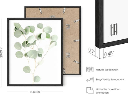 HAUS AND HUES Botanical Plant Wall Art Prints - Set of 4 Plant Wall Decor Prints, Floral Kitchen, Flower Leaves Wall Art, Boho Leaf Eucalyptus Wall Decor, Green Botanical Poster (Black Frame, 16x20)
