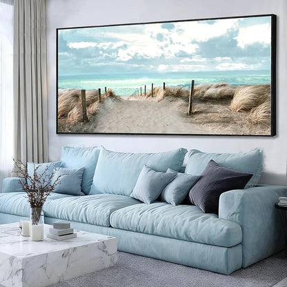 Ocean Wall Art Landscape Wall Decor Modern Canvas Prints 32"x70" Large Artwork for Living Room Framed Picture for Kitchen