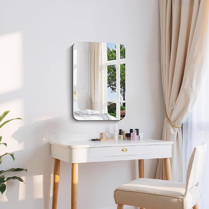 CILIBER Frameless Mirror, 16x24 Inch Rectangle Bathroom Mirror Rounded Corner, 3mm Tempered Glass Frameless Vanity Mirror with Polished Edge for Over Sink, Bedroom, Entryway, Vertical or Horizontal