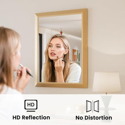 Amorho 24x32 Inch Bathroom Mirror, Gold Thick Metal Framed Wall Mirrors for Over Sink, Wall-Mounted Mirrors Perfect for Bedroom, Living Room, Entryway, Rectangle (Horizontal/Vertical).