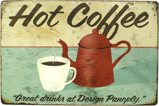 ARTCLUB HOT Coffee Great Drinks Retro Metal Tin Sign, Antique Plaque Poster Cafe Home Kitchen Wall Decor