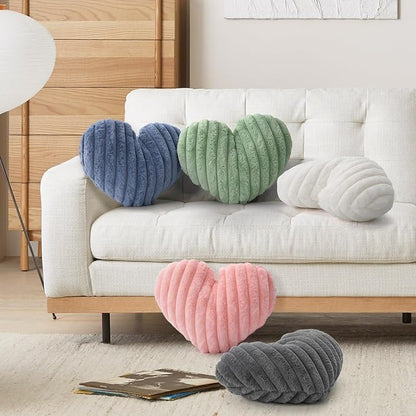 16 Inch Blue Heart Pillow Cute Soft Decorative Throw Pillows, Heart Shaped Fluffy Faux Fur Pillows Cushions for Couch Bed Bedroom Room Home Decor Aesthetic (1, Blue, Medium-16 x13)