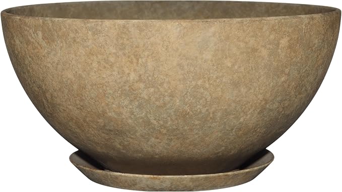 Classic Home and Garden by Growscape Rosie Modern Planter w/Drainage - Contemporary Planter Bowls - Shallow Round Vases for Small Plants - Versatile Indoor & Outdoor Pots (10” Earth)