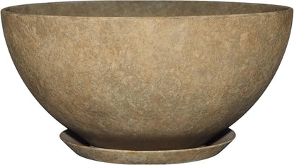Classic Home and Garden by Growscape Rosie Modern Planter w/Drainage - Contemporary Planter Bowls - Shallow Round Vases for Small Plants - Versatile Indoor & Outdoor Pots (10” Earth)