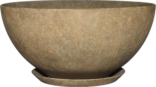 Classic Home and Garden by Growscape Rosie Modern Planter w/Drainage - Contemporary Planter Bowls - Shallow Round Vases for Small Plants - Versatile Indoor & Outdoor Pots (10” Earth)
