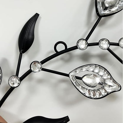 Cityelf 3 Set Crystal Leaf Wall Art Sculpture Iron Tree Leaves Branch Hanging Wall Décor Jeweled Bling Home Deor Acrylic Diamond Accent …