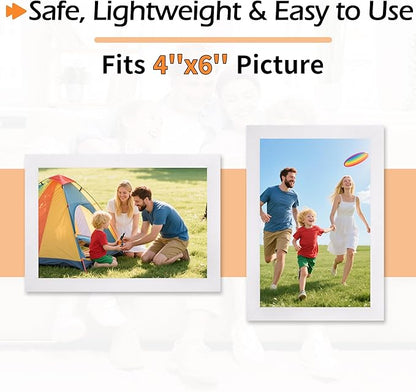 4x6 Picture Frames 2 Pack, 4 by 6 White Frames, Lightweight Photo Frame with HD Plexiglass for Wall Tabletop Display, Collage Frames for Graduation Home office Wall Decor
