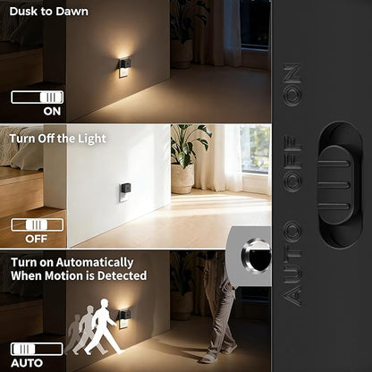 DORESshop LED Motion Sensor Night Light [2 Pack], Plug in Night Light, Dusk to Dawn Night Light Motion Sensor, 3 Level Brightness Adjustable Night Lights for Adults, Bedroom, Bathroom, Hallway, 3000K