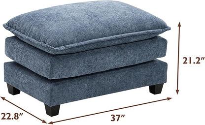 Ihanherry Ottoman for Modular Sectional Cloud Sofa, Chenille Deep Seat Couch for Apartment, Living Room and Bedroom, Blue