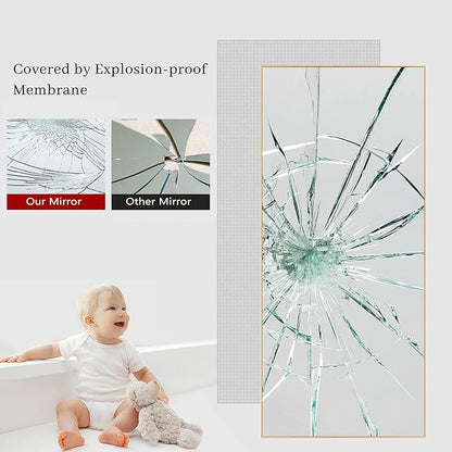 NeuType Floor Mirror Full Length Mirror, Large Body Dressing Long Wall Bathroom Standing Mirrors for Bedroom, Metal Frame, Gold 71''x34'', No Stand (AA01037ZZE001-USAM017)