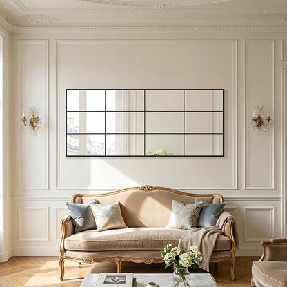 Anpark Windowpane Mirror Full Length 65"x24" Art Pane Wall Mirror Farmhouse Decorative Leaning Hanging Wall Mounted for Bedroom Living Room Entrance