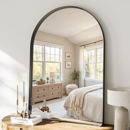 Arched Bathroom Mirror, 36"x48" Black Mirror for Wall Mounted Vanity Mirror for Over Sink with Tempered Glass, Aluminum Alloy Deep Frame, Farmhouse for Bedroom, Entryway, Living Room