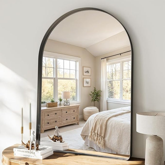 Arched Bathroom Mirror, 36"x48" Black Mirror for Wall Mounted Vanity Mirror for Over Sink with Tempered Glass, Aluminum Alloy Deep Frame, Farmhouse for Bedroom, Entryway, Living Room