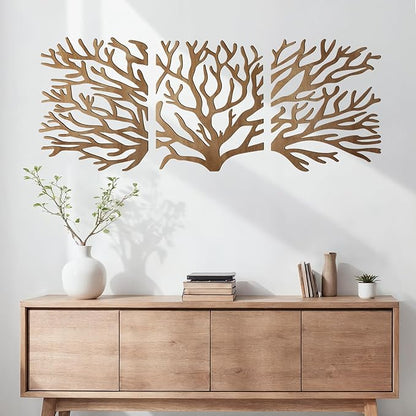 Tree of Life Wall Art Wooden Tree Life Wall Decor with Three Birds 12 Inch Round Family Tree Life Wall Hanging Plaque for Bedroom Living Room Kitchen Office Farmhouse Decor Indoor Outdoor (Tree of Life Wall Art - Wood Color)