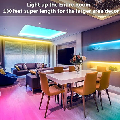 Tenmiro Led Strip Lights 130ft (2 Rolls of 65ft) Smart Light Strips with App Control RGB Led Lights for Bedroom，Music Sync Color Changing Lights for Room Party