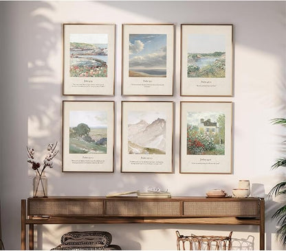 Christian Scripture Wall Art Set of 6 Bible Verse Canvas Wall Decor Psalm 23 Wall Art Religious Pictures Vintage Prints Christian Artwork Bible Verse Poster for Living Room Bedroom 12x16 Inch Unframed