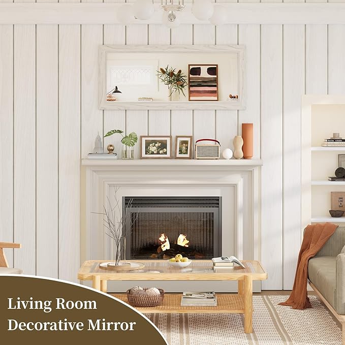 Syndra Modern Full Length Mirror Wood Frame, 56x20'' Large Floor Mirror with HD Tempered Glass & Wall Mount, Rectangular Standing Mirror for Bedroom, Living Room, Entryway, Farmhouse(Grey White Oak)