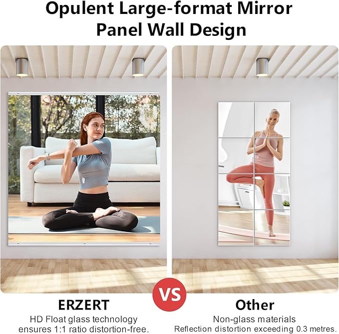 Home Gym Mirror,2 Pack Large 63x23.6 Inch Frameless Tempered Glass Wall Mirror, Full Body Workout and Decorative Mirrors for Home Gym, Yoga, Dance Studio, Garage, Exercise Room
