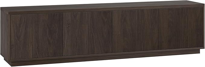 Henn&Hart Fluted TV Stand for TVs up to 85" with 2 Concealed Ribbed Storage Cabinets and Adjustable Shelves for Living Room, Family Room, or Office, Rich Brown