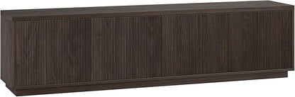 Henn&Hart Fluted TV Stand for TVs up to 85" with 2 Concealed Ribbed Storage Cabinets and Adjustable Shelves for Living Room, Family Room, or Office, Rich Brown