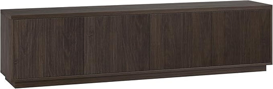 Henn&Hart Fluted TV Stand for TVs up to 85" with 2 Concealed Ribbed Storage Cabinets and Adjustable Shelves for Living Room, Family Room, or Office, Rich Brown
