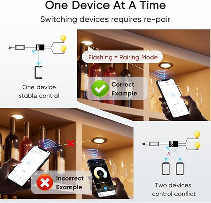V4light Smart LED Puck Lights, Under Cabinet Lighting with Remote Control, Color Temperature Adjustable, Works with Alexa & Google Home, Plug-in Lights for Kitchen, Counter, Closet, Shelf (6 Pack)